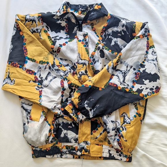 Vintage 90s Silk Horse Pattern Jacket - Picture 2 of 6
